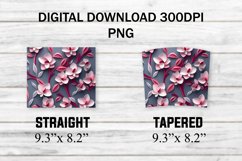 3D Pink Orchid Flowers 20 oz Skinny Tumbler Wrap Product Image 2