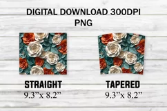 3D White Red Roses Seamless 20 oz Skinny Tumbler Sublimation Product Image 2