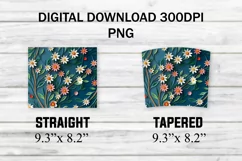 3D White Green Pink Daisies Seamless 20 oz Skinny Tumbler Product Image 2