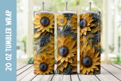 3d Flowers Tumbler Sublimation | Sunflowers Tumbler Wrap Product Image 2