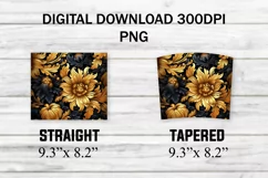 3D Gold Black Floral Botanical Seamless 20 oz Skinny Tumbler Product Image 2