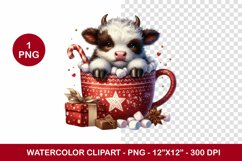 png watercolor clipart - highland cow in the mug Product Image 1