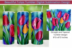 Beautiful Tulips Tumbler Digital Sublimation Design Product Image 1