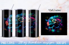 12 Skinny tumbler wrap illuminated skull with flowers Product Image 2