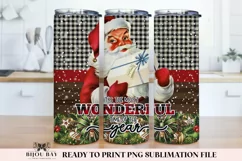 Vintage Santa Christmas Tumbler Sublimation Wrap PNG Product Image 1
