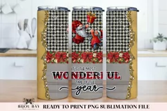 Christmas Gnomes Sublimation 20oz Skinny Tumbler Wrap PNG Product Image 1