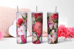 Watercolor Floral Peonies Pink 20 oz sublimation in a glass Product Image 1