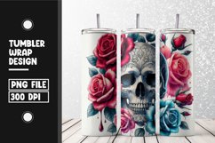 Floral skull Tumbler Wrap | Sublimation | 20 oz Skinny Product Image 1