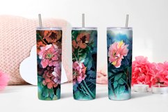 Watercolor Floral Peonies Pink 20 oz sublimation in a glass Product Image 1