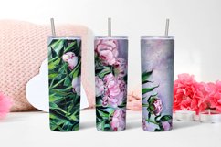 Watercolor Floral Peonies cute 20 oz sublimation in a glass Product Image 1