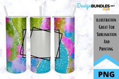 Sublimation Alcohol Ink Tumbler - Green - Blue - Rainbow Product Image 1