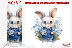 Watercolor Easter bunny boy tumbler sublimation wrap png Product Image 1