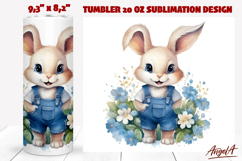 Watercolor Easter bunny boy tumbler sublimation wrap png Product Image 1