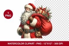 png watercolor clipart - santa claus Product Image 1