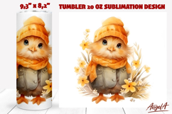 Floral bird tumbler sublimation cute Autumn chick PNG Product Image 1