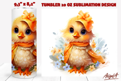 Floral bird tumbler sublimation cute Easter chick PNG Product Image 1
