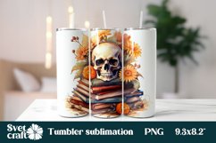 Skull flower tumbler wrap | Halloween sublimation tumbler