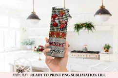Christmas Gnomes Sublimation 20oz Skinny Tumbler Wrap PNG Product Image 2