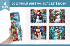 Stained Glass Christmas Tumbler Sublimation | Snowman Product Image 1
