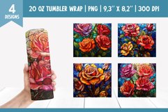 Stained Glass Flowers Sublimation | Rose Tumbler Wrap Product Image 1