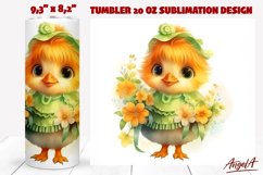 Floral bird tumbler sublimation cute Easter chick PNG Product Image 1