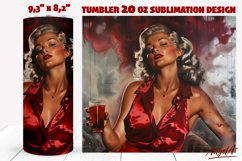Retro pin up tumbler sublimation / vintage beauty woman PNG Product Image 1