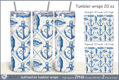 Anchor tumbler Sublimation| sea tumbler wrap| Tumbler fish Product Image 1