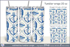 Anchor tumbler Sublimation| sea tumbler wrap| Tumbler fish Product Image 1