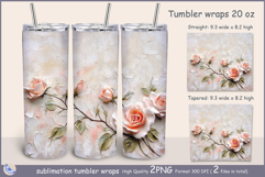 Pink roses Tumbler| Wrap Tumbler Dandelions 20 oz| frora Product Image 1