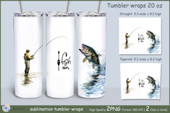 Fish On tumbler Sublimation| fisherman tumbler wrap| fishing Product Image 1