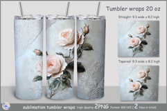 Soft beige roses Tumbler| Wrap Tumbler roses 20 oz| frora Product Image 1