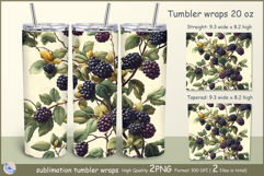Blackberry Tumbler| Wrap Tumbler berries 20 oz| garden Product Image 1
