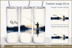 Fish On tumbler Sublimation| fisherman tumbler wrap| fishing Product Image 1