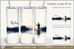 Fish On tumbler Sublimation| fisherman tumbler wrap| fishing Product Image 1
