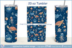 Sea turtle tumbler Sublimation| Blue whale tumbler| seashell Product Image 2