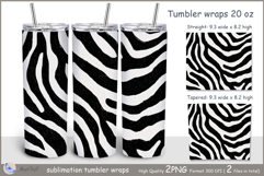 zebra print Tumbler| Wrap Tumbler 20 oz| zebra| black white Product Image 1