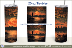 Fish On tumbler Sublimation| fisherwoman tumbler wrap| fish Product Image 2