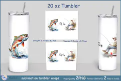 Fish On tumbler Sublimation| fisherman tumbler wrap| fishing Product Image 2