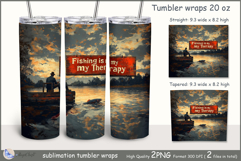 Fishing is my Therapy tumbler Sublimation| fish tumbler png Product Image 1