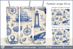 Sea tumbler Sublimation|Anchor tumbler wrap| Whale fish Product Image 1
