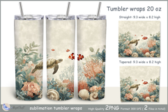 Sea turtle tumbler Sublimation| clown fish tumbler| seashell Product Image 1