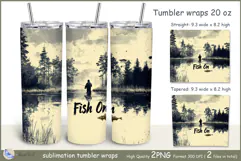 Fish On tumbler Sublimation| fisherman tumbler wrap| fishing Product Image 1