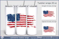 American flag Tumbler| Wrap Tumbler 20 oz| 4th of July Product Image 1