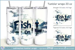 Fish On tumbler Sublimation| fisherman tumbler wrap| fishing Product Image 1