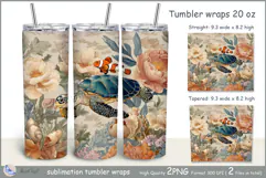 Sea turtle tumbler Sublimation| clown fish tumbler| seashell Product Image 1