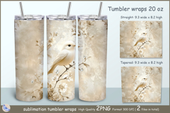 Two birds Tumbler Wrap| Wrap Tumbler birds| flowers| flora Product Image 1