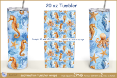 Seahorse tumbler Sublimation| sea octopus tumbler| seashell Product Image 2