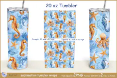Seahorse tumbler Sublimation| sea octopus tumbler| seashell Product Image 2