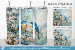 Two birds Tumbler Wrap| Wrap Tumbler birds| flowers| flora Product Image 1