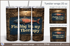 Fishing is my Therapy tumbler Sublimation| fish tumbler png Product Image 1